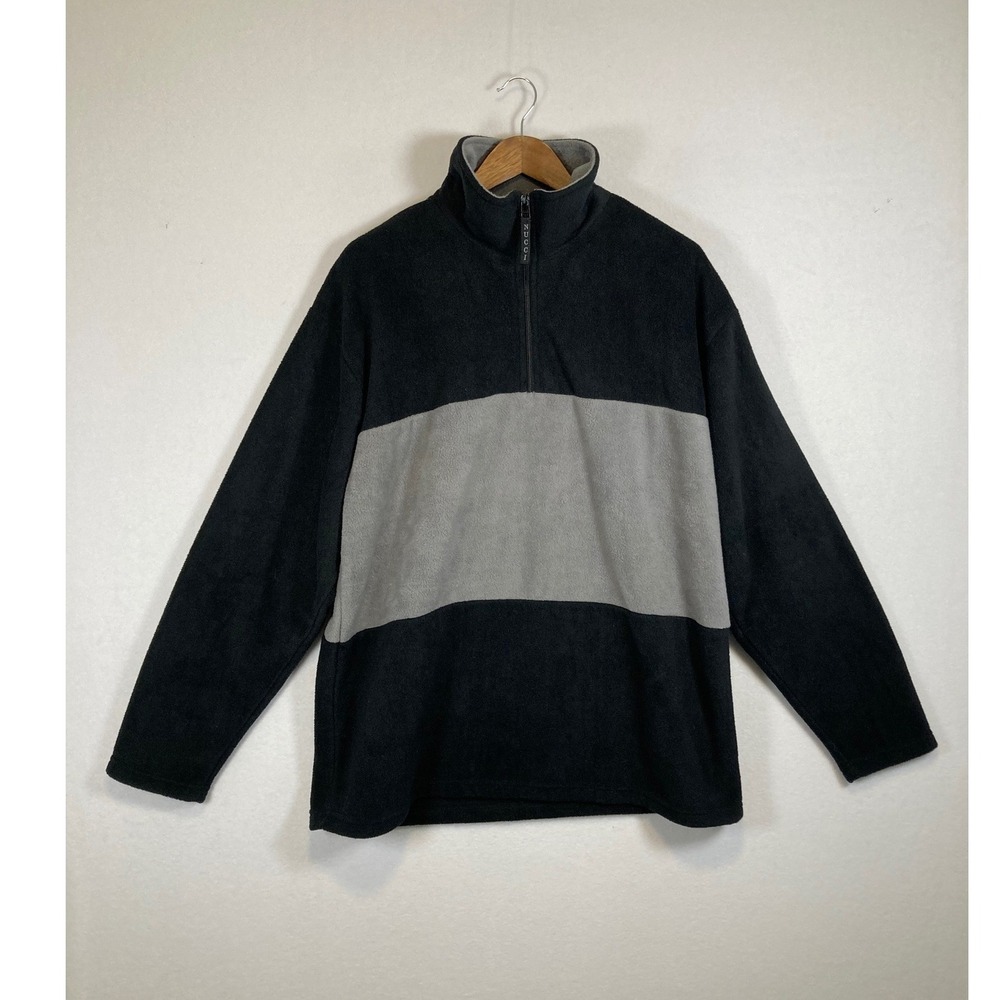 Gorpcore‎ Claudio Nucci Mens Large Black Grey Colorblock 1/4 Zip Fleece Pullover